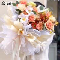Qibai papier d'emballage floral étanche or bord fleur Bouquet matériel élégant fleur papier d'emballage emballage pour cadeau