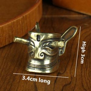 Antichi Sanxingdui ornamenti in bronzo stile antico in ottone artigianato puro rame statue di animali incise oro souvenir turistici - Product Image 6