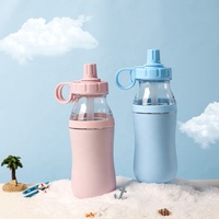 Gourde à vide personnalisée en acier inoxydable à double paroi pour enfants avec anneau antidérapant en silicone