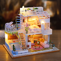 Kit de Niche à Livres en Bois en Gros, Maison de Poupée Miniature DIY à 3 Étages avec LED, Stock en Gros pour Magasins de Cadeaux d'Anniversaire pour Filles