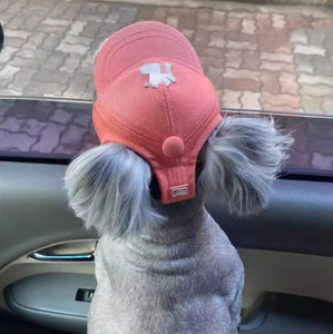 Verstellbare Visier kappe aus Polyester-Leinwand für Hunde Outdoor-Sport-Haustier hüte mit Ohr löchern Markenlogo Modisches Baseballkappen-Design - Product Image 1