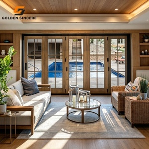GS Modern Luxury Villa Glass Bifold <b>Door</b> Interior Folding <b>Door</b> with Nylon Screen <b>Netting</b> Design - Product Image 3