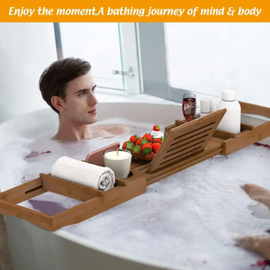 Plateau <span class=keywords><strong>de</strong></span> bain <span class=keywords><strong>de</strong></span> luxe en bambou pliable et extensible marron <span class=keywords><strong>pour</strong></span> <span class=keywords><strong>baignoire</strong></span> – Vente chaude en gros - Product Image 5