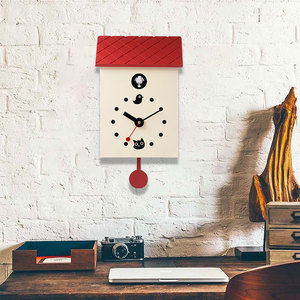 Vô cùng thời gian tùy chỉnh hiện đại cúc cu Đồng hồ treo tường thiết kế hiện đại màu Đỏ cúc cu đồng hồ với con lắc đồng hồ treo tường - Product Image 3