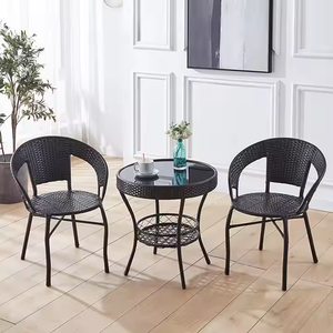 Venta caliente Nuevos diseños calientes de moda Silla de comedor de ratán Resistente a la intemperie Jardín al aire libre Juego de 1 mesa y 2 sillas - Product Image 6