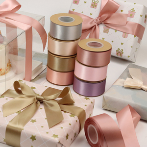 Fabrieksdirect groothandel hoge kwaliteit 100% polyester 38mm effen kleur gerecycled satijnen lintrol op maat gemaakt verse bloemen cadeau - Product Image 3