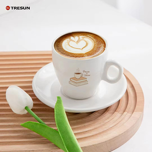Personalised Customize logo Ceramic White <b>Cup</b> Saucer Set Thick <b>Espresso</b> <b>Cup</b> 80 ml White Thick Coffee <b>Cup</b> - Product Image 3
