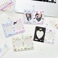 Porte-cartes PVC CP double cœur bicolore de 3 pouces populaire, étui pour cartes photo et d'identité, breloque de sac, porte-clés, présentoir photo mignon pour couple