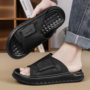 Claquettes pour hommes avec logo personnalisé, en EVA, avec fermeture <span class=keywords><strong>velcro</strong></span>, semelle en caoutchouc souple et épaisse, antidérapantes, légères, pour l'été - Product Image 3
