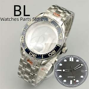 Bộ dụng cụ sửa chữa đồng hồ Bliger toàn diện Bộ mặt số vỏ 41mm với viền gốm màu xanh lam và dây đeo bằng thép - Product Image 3