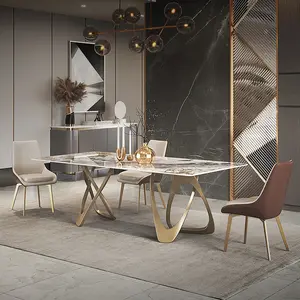 Space saving furniture luxury glass table dining table and chair and modern dining table furniture