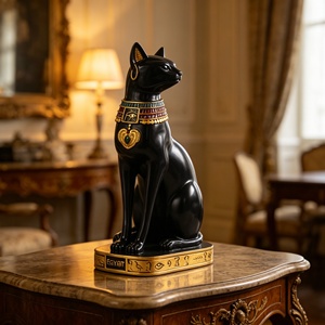 Statue de <span class=keywords><strong>chat</strong></span> artisanale de style européen, écologique, couleur personnalisée, en résine, peinte à la main, thème animal, statues d'atelier d'anime, pour la maison - Product Image 4