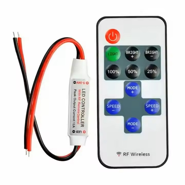 Mini RF 11-Keys Remote Control LED Dimmer Flexible 2835 Neon Light Dimmers with 4 Output Channels DC5-24V Single Color Mono