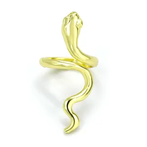 Hot Koop Nieuwe Collectie Groothandel Rvs 14 Karaats Goud Gladde Metalen Snake Verstelbare Ring Snake Sieraden Voor Vrouwen Mannen