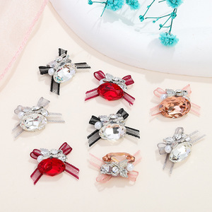 Strass en organza pour ongles, nœuds en alliage à dos plat, accessoires de bijoux DIY, rouge, noir, gris, printemps 2024 - Product Image 4