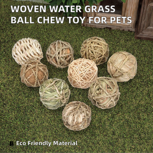 Pelota de hierba natural tejida para masticar, juguete transpirable para mascotas pequeñas, esfera de forrajeo para loros, hámsteres, conejos y chinchillas - Product Image 2