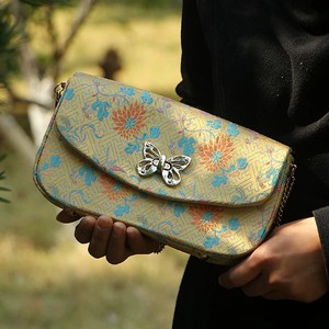 Nuova Borsa a Tracolla in Stile Cinese Imitazione Broccato Song, Borsa Retrò in Tessuto con Chiusura a Farfalla - Product Image 1