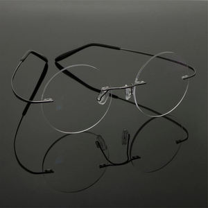 Lunettes de myopie, ultra-légères, à mémoire de forme, titane, sans bords, rondes, verres optiques, pour hommes et femmes - Product Image 1