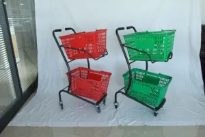 Supermarket Shopping Cart Double Trolley KTV Black Trolley Property Home Shopping Cart Fruit Shop Convenience Store Trolley Rz