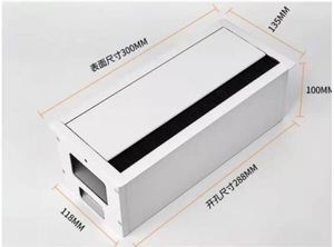 Blanc 135mm Largeur Métal Flip Cover Brosse Fermeture Douce Flip up Fil Gestion des Câbles Boîte à œillets avec 3 86mm Prise Murale Trou - Product Image 6