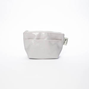 Bolsa de almacenamiento con cremallera de PVC gris de gran capacidad bien diseñada, bolsa de maquillaje de cubo de moda, uso de logotipo, bolsa de cosméticos pequeña, malla con cremallera - Product Image 1