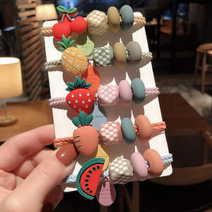 Coletero de pelo estilo coreano con diseño de frutas, lindo y femenino, de alta elasticidad, para moños y coletas, ancho para niñas. - Product Image 3