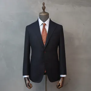 MTM Stile Italiano Completamente Fatto A Mano Tela di Canapa Completa Su Misura Su Misura Abiti Su Misura Vestito di Affari del Mens del Vestito di Alta Qualità Nero 100% Lana