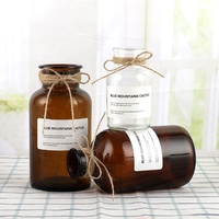 Bouteilles de pharmacie en verre de style vintage brun ambré avec bouchon en liège, col large et forme plate