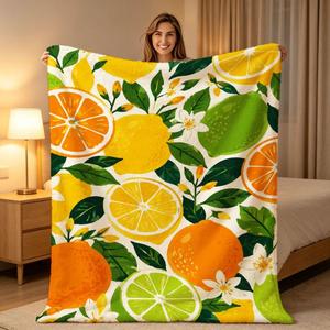 Floral Tropical Fruit Flannel <b>Blanket</b> Throw <b>Blanket</b> Nap <b>Blanket</b> <b>Super</b> <b>Soft</b> Machine Washable for Bed Sofa Couch Custom Print - Product Image 2