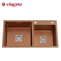 Évier de cuisine multifonction YINGTAO, haute technologie, double bac, encastré, en acier inoxydable poli, design contemporain