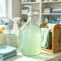 Bouteille en verre transparente de 4 L avec poignée, pompe à lotion blanche, distributeur de détergent liquide rechargeable