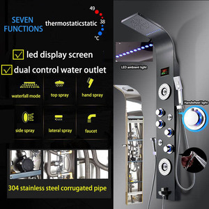 Panneau de douche de luxe en acier inoxydable 304 Système de tour Panneau de douche thermostatique avec jets de massage à cascade - Product Image 6