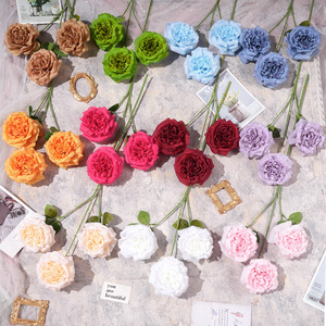 Bouquet de fleurs artificielles style Martin, 3 têtes, fleurs en soie moulées par injection, pour décoration de mariage, de maison et accessoires de photographie - Product Image 1