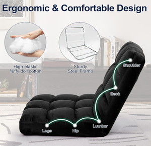 Nouvelle chaise de sol ergonomique sans accoudoirs <span class=keywords><strong>en</strong></span> velours surdimensionnée et pliable avec 6 positions réglables pour le salon et la chambre à coucher - Product Image 5