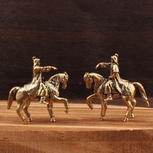 Brass Genghis Khan General Figurine <b>Small</b> Tabletop Decoration Vintage Craft <b>Ornament</b> - Product Image 1