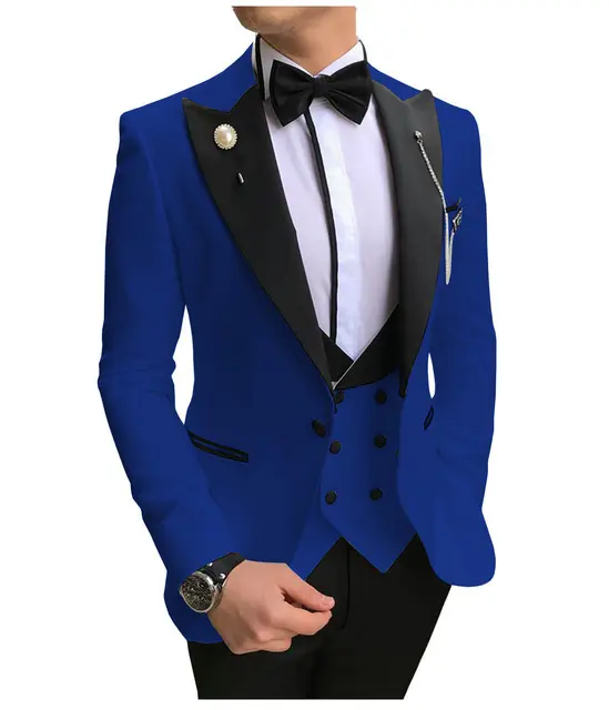 Men's Formal Suits Slim Fit Blazer Wedding Business Party 3pcs Jacket+pants+vest Tailor British Style Suit