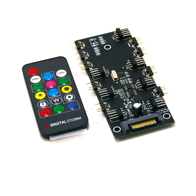 Computer Case Fan 3Pin 4Pin ARGB 5V Power Supply Interfaces 2-in-1 Hub Controller With Remote Control SATA Power Port
