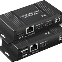 Extenseur Ethernet USB HDMIKVM 60M, câble Cat 5e/6/7, 1080P, alimentation POC
