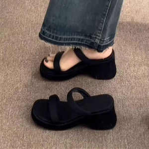 Sandalias Planas de Plataforma con Tacón Alto y Diseño de Suela Gruesa, para Primavera/Verano, Uso en Exteriores, Cierre Deslizante, Amortiguación Evergreen - Product Image 4