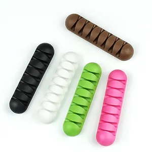 NEW Style Multi-functional Silicone Cable Wire Organizer Bobbin Winder USB Cable Headphone Adhesive Cable Clip Holder