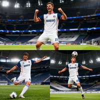 Kit de Fútbol Personalizado 1 Set MOQ, Conjunto Transpirable de Camiseta y Pantalón Corto de Secado Rápido con Impresión por Sublimación y Logotipo/Nombre/Número Personalizado