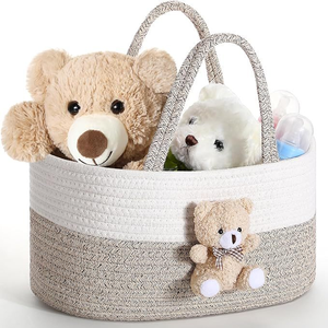 Panier de <span class=keywords><strong>rangement</strong></span> portable convertible pour couches de bébé, organisateur de couches pour maman, sac fourre-tout en corde de coton, prix de gros - Product Image 3