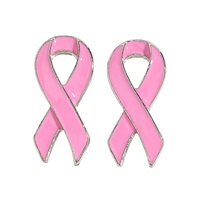 Boucles d'oreilles clous en alliage incrustées de diamants et ruban rose, bijoux commémoratifs pour la sensibilisation à la santé des femmes
