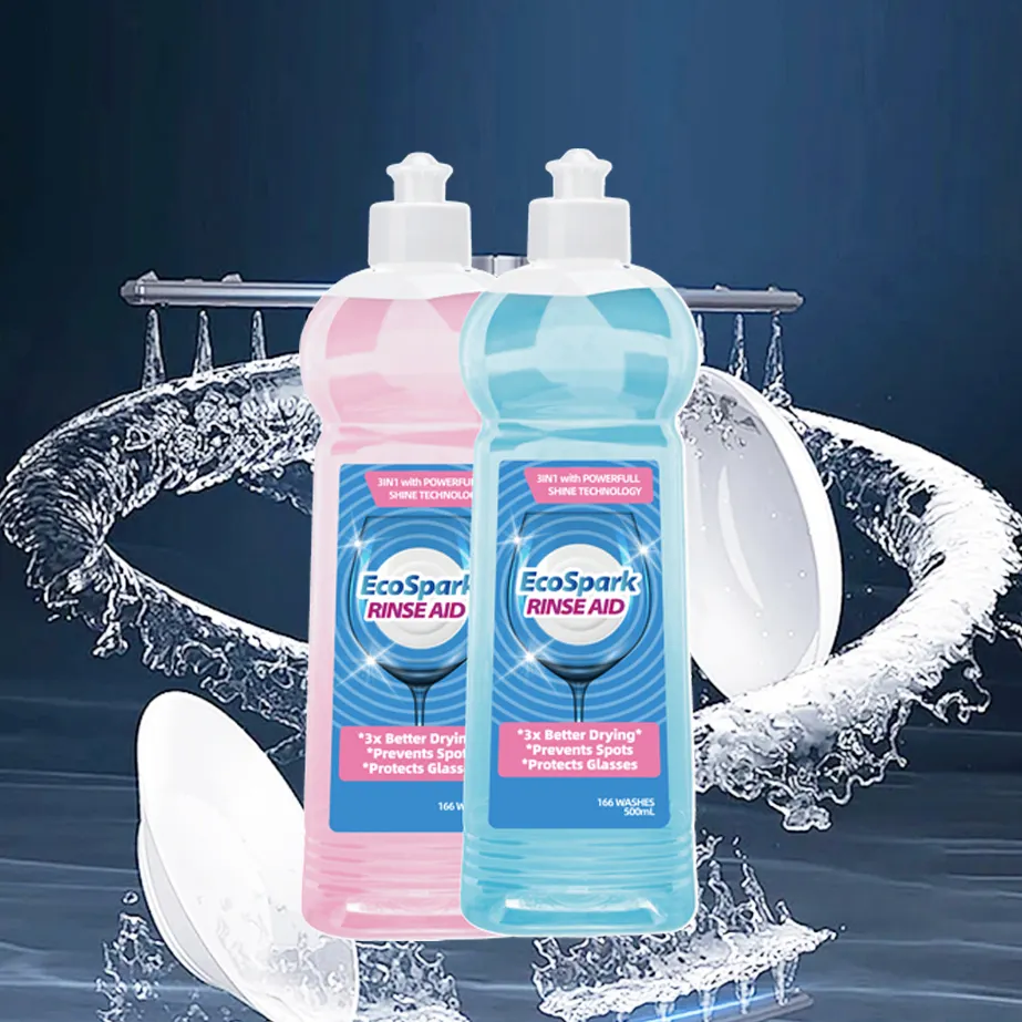 Bulaşık makinesi temizleme toksik olmayan koku ücretsiz bulaşık makinesi tabletleri ile durulayın yardım Jet kuru sert su kurutma sıvı bulaşık makinesi için