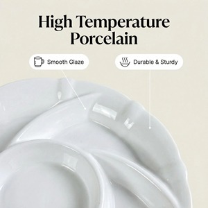 Plateau <span class=keywords><strong>de</strong></span> service rond en porcelaine <span class=keywords><strong>de</strong></span> 10 pouces avec 6 compartiments, design minimaliste esthétique et idéal pour les photos, pour apéritifs et fêtes - Product Image 3