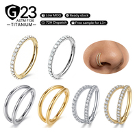 Cincin Titanium ASTM-F136 Grade Implant dengan Engsel, Cincin Hidung, Anting Hoop Tulang Rawan, Cincin Lubang Hidung, Cincin Bibir