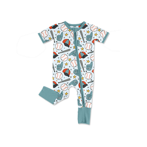 SR4035 Mono de Manga Larga con Cierre y Estampado de Béisbol para Bebés Niñas, Cómodo, Venta al Por Mayor - Product Image 1
