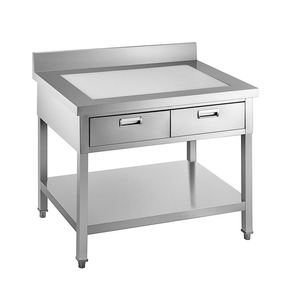 Edelstahl bank Hersteller Edelstahl-Arbeitstisch schrank mit Rollen Zweistufiger Schrank mit Schublade für große Küche - Product Image 4