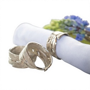 Hollow Silver Leaf Napkin Ring Customizable Designs handmade Elegant <b>Tissue</b> Rings For Table Decoration Food Contact Safe - Product Image 1