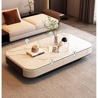 Table basse en marbre ardoise pour salon, design moderne et simple, avec espace de rangement, ensemble meuble TV, aucun assemblage requis